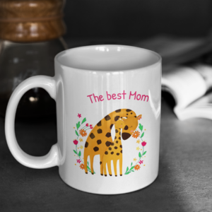 Personalised Customisable Giraffe Mother and Child Mother’s Day Ceramic Coffee Mug