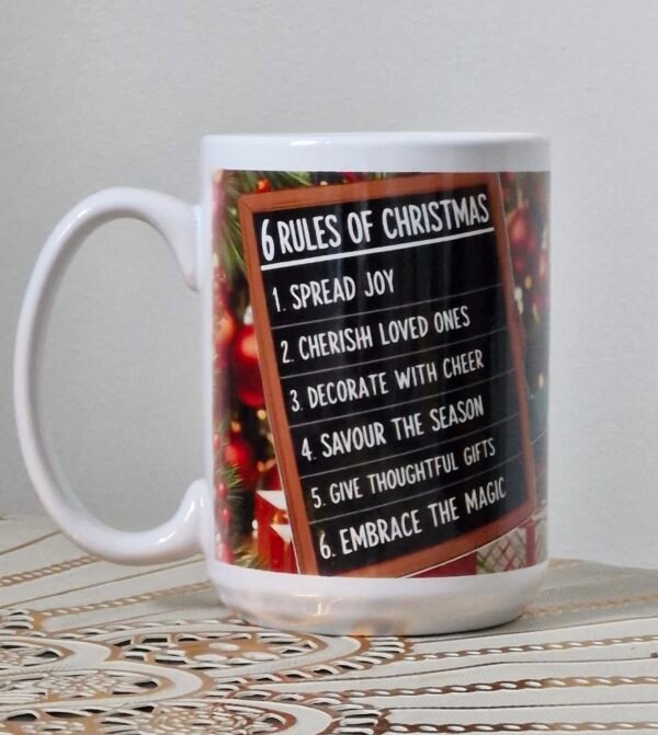 6 Rules of Christmas Personalised 15oz Ceramic Coffee Mug – Customizable