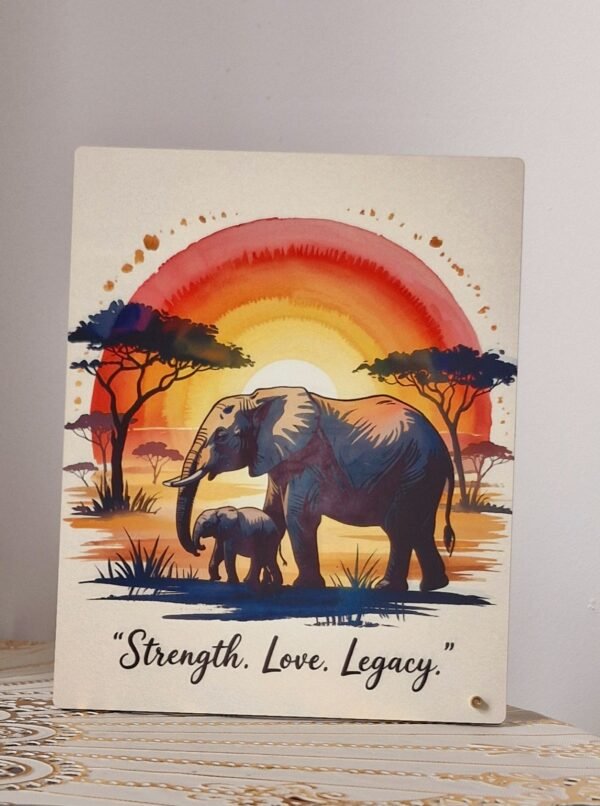 MDF Photo Panel with Metal Stand. Designs: Flamingo, Elephant, Tiger and Butterfly Rose Flower - Image 3