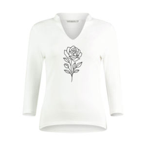 Women’s Regular V-Neck Tshirt Personalised Fit Mandarin Collar V-Neck Top – Custom 3/4 Sleeve T-Shirt White by Gemprints