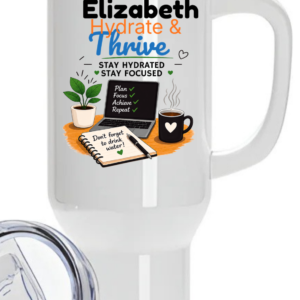 40oz Stainless Steel Personalised Travel Tumbler with Handle – Glossy Insulated Water Mug