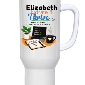 40oz Stainless Steel Personalised Travel Tumbler with Handle – Glossy Insulated Water Mug